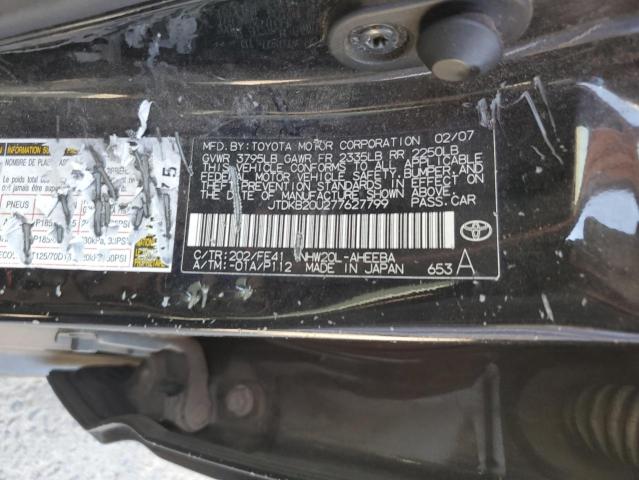 JTDKB20U277627799 - 2007 TOYOTA PRIUS BLACK photo 13