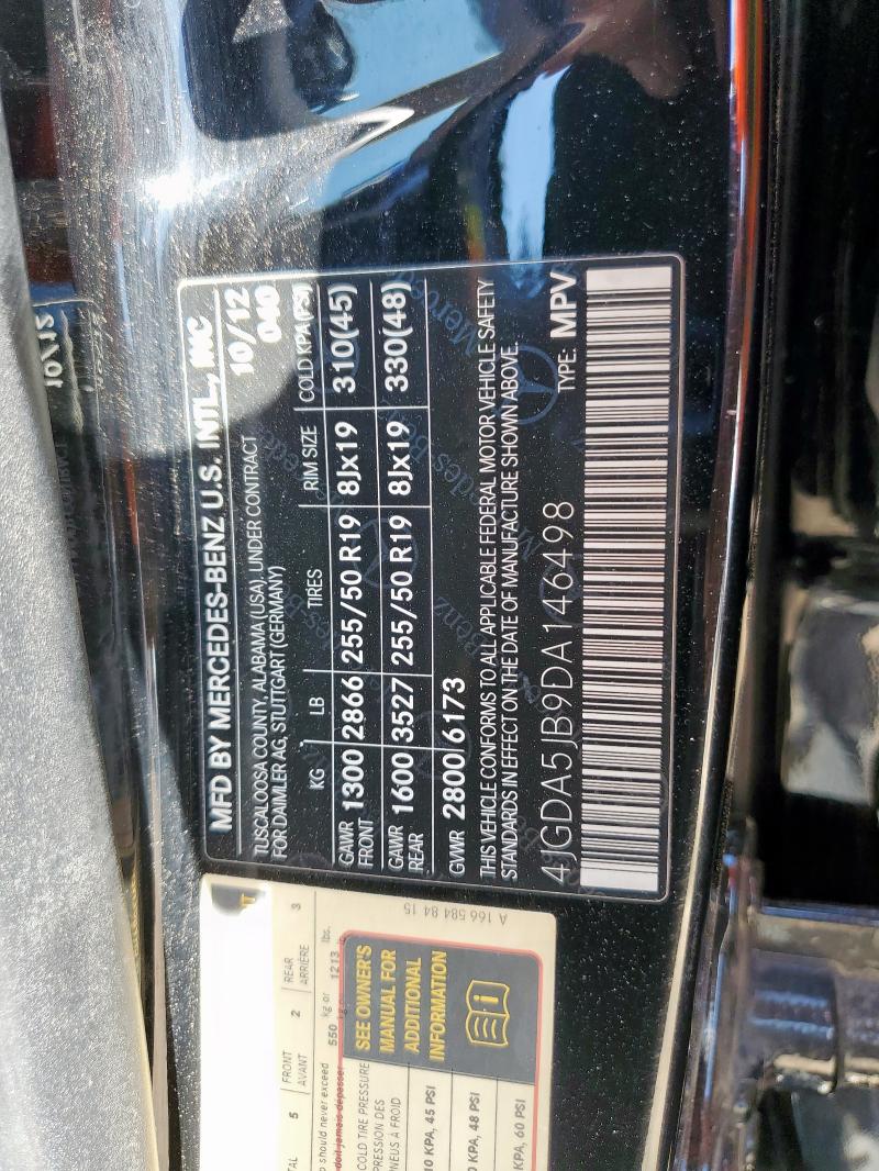 4JGDA5JB9DA146498 - 2013 MERCEDES-BENZ ML 350 黑色 照片 13