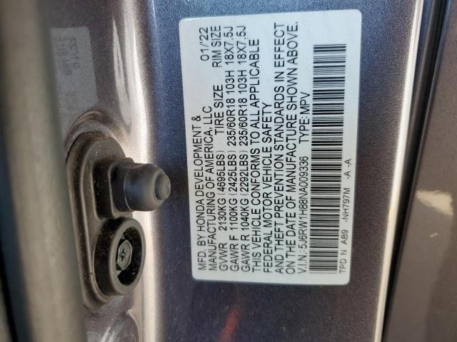 5J6RW1H88NA009336 - 2022 HONDA CR-V EXL GRAY photo 13