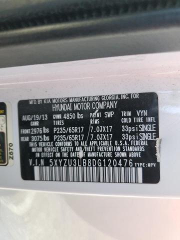 5XYZU3LB8DG120476 - 2013 HYUNDAI SANTA FE S 白色 照片 14