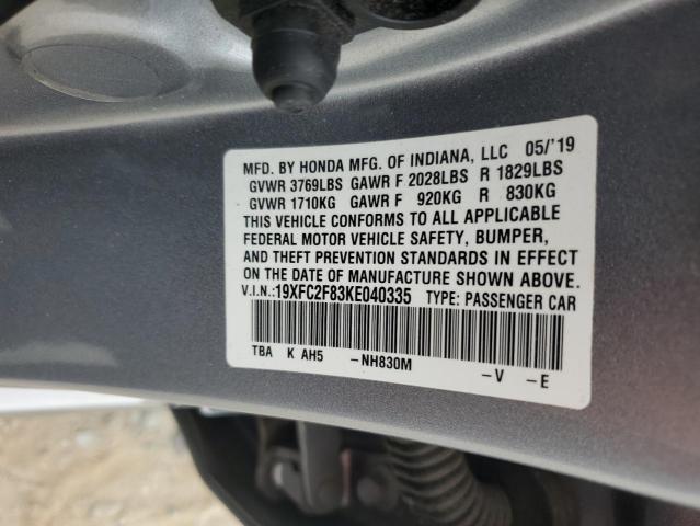 19XFC2F83KE040335 - 2019 HONDA CIVIC SPORT Gümüş fotoğraf 13