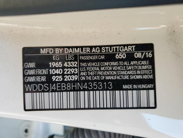 WDDSJ4EB8HN435313 - 2017 MERCEDES-BENZ CLA 250 WHITE photo 12