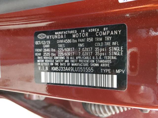 KM8J33A49LU151555 - 2020 HYUNDAI TUCSON LIMITED RED photo 13