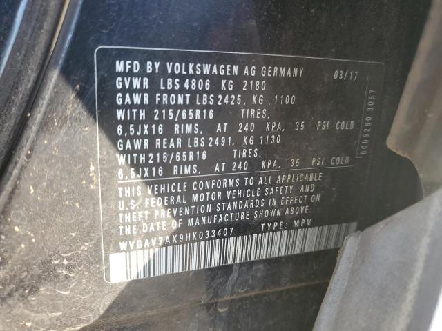 WVGAV7AX9HK033407 - 2017 VOLKSWAGEN TIGUAN S 黑色 照片 13