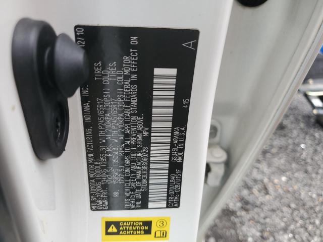 5TDBK3EH3BS060728 - 2011 TOYOTA HIGHLANDER BASE WHITE photo 13