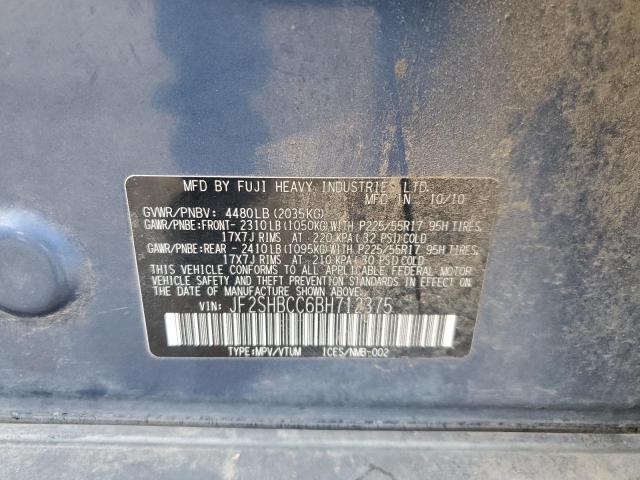 JF2SHBCC6BH712375 - 2011 SUBARU FORESTER 2.5X PREMIUM ლურჯი ფოტო 12