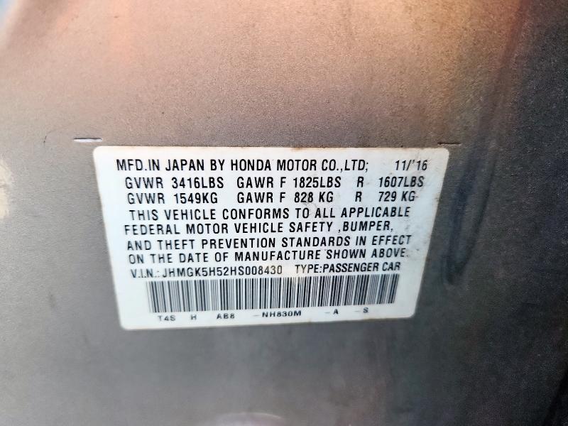 JHMGK5H52HS008430 - 2017 HONDA FIT LX SILVER photo 12