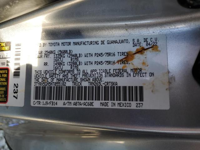 3TYRX5GN5NT055182 - 2022 TOYOTA TACOMA ACCESS CAB ვერცხლისფერი ფოტო 12