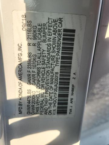1HGCV1F35JA235318 - 2018 HONDA ACCORD SPORT თეთრი ფოტო 13