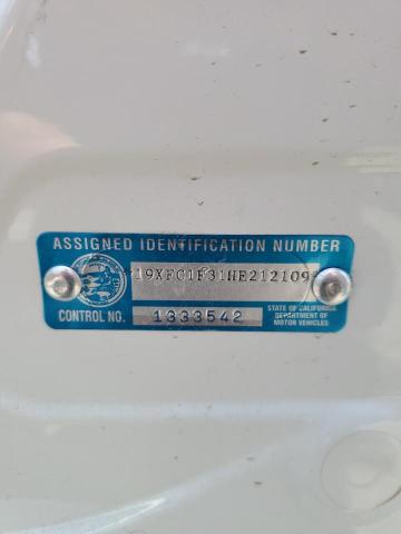 19XFC1F31HE212109 - 2017 HONDA CIVIC EX WHITE photo 13