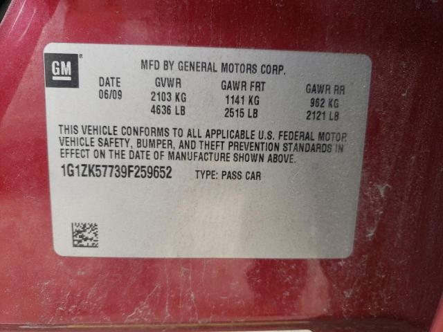 1G1ZK57739F259652 - 2009 CHEVROLET MALIBU LTZ წითელი ფოტო 12