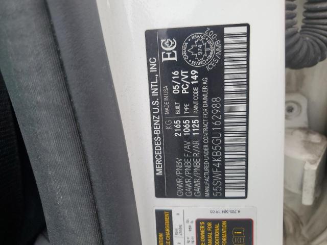 55SWF4KB5GU162988 - 2016 MERCEDES-BENZ C 300 4MATIC WHITE photo 13