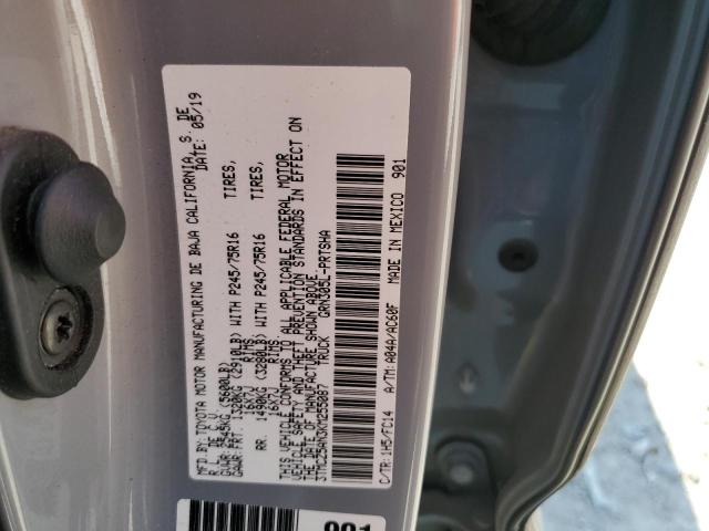 3TMCZ5AN3KM255087 - 2019 TOYOTA TACOMA DOUBLE CAB رمادي صورة 12