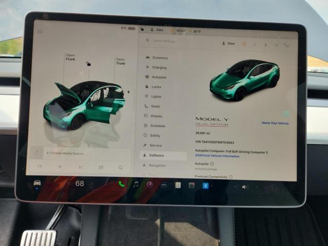 7SAYGDEF5NF514943 - 2022 TESLA MODEL Y Boz foto 9