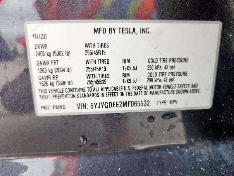5YJYGDEE2MF065532 - 2021 TESLA MODEL Y Grafit foto 14