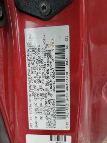 5TEUU42N08Z496029 - 2008 TOYOTA TACOMA ACCESS CAB RED photo 13