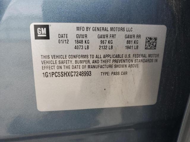 1G1PC5SHXC7248993 - 2012 CHEVROLET CRUZE LS BLUE photo 12
