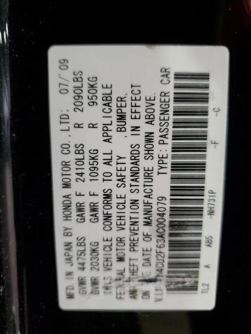 JH4CU2F63AC004079 - 2010 ACURA TSX BLACK photo 12