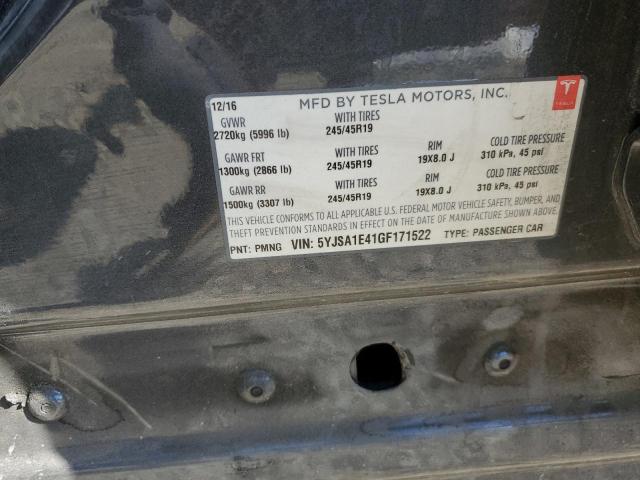 5YJSA1E41GF171522 - 2016 TESLA MODEL S 灰色 照片 13
