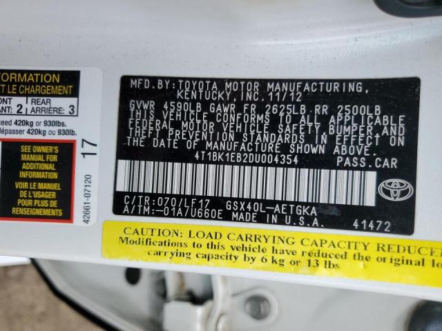 4T1BK1EB2DU004354 - 2013 TOYOTA AVALON BASE Ağ foto 12