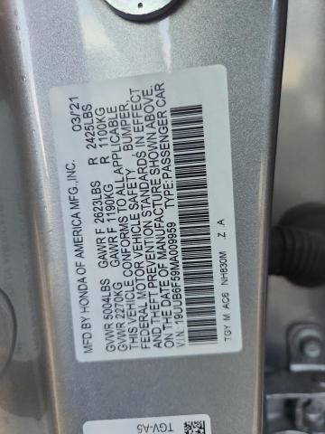19UUB6F59MA009959 - 2021 ACURA TLX TECH A 银色 照片 12