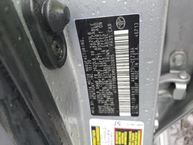 4T1T11BKXMU020605 - 2021 TOYOTA CAMRY SE 银色 照片 12