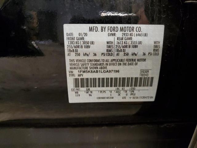 1FM5K8AB1LGA97196 - 2020 FORD EXPLORER POLICE INTERCEPTOR BLACK photo 14