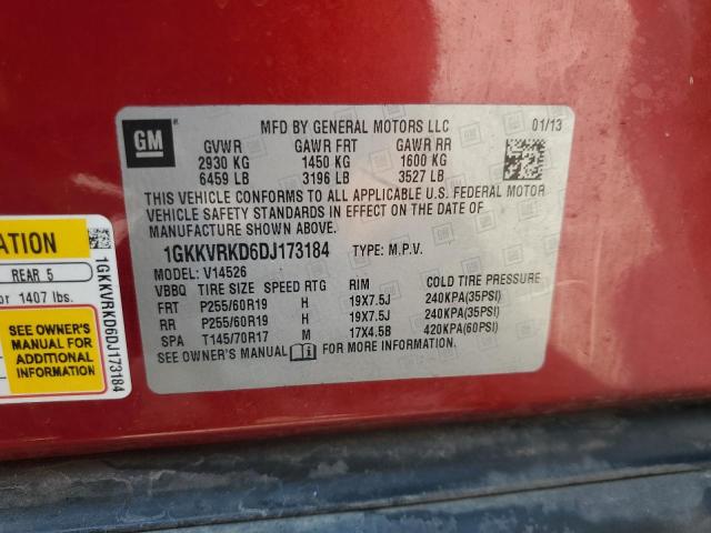 1GKKVRKD6DJ173184 - 2013 GMC ACADIA SLT-1 MAROON photo 12