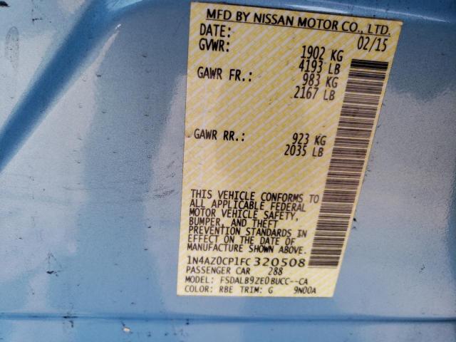 1N4AZ0CP1FC320508 - 2015 NISSAN LEAF S BLUE photo 12