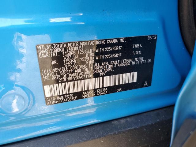 2T3F1RFV9KW021104 - 2019 TOYOTA RAV4 LE ლურჯი ფოტო 14