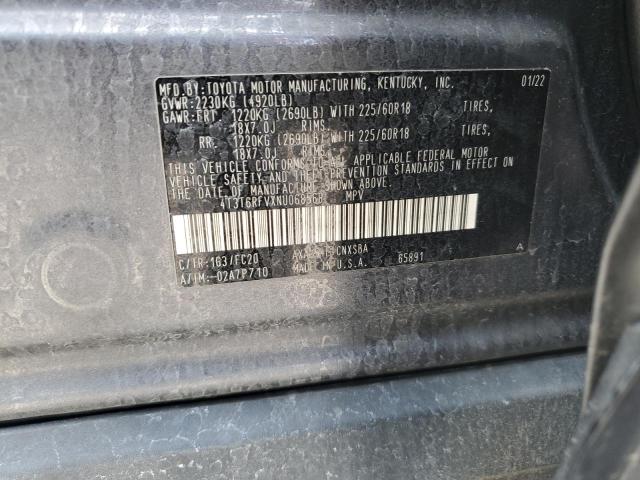 4T3T6RFVXNU068568 - 2022 TOYOTA RAV4 SE GRAY photo 13