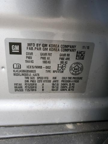 KL4CJASB6GB568020 - 2016 BUICK ENCORE SILVER photo 13