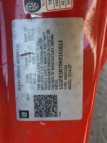 1G1FE1R70K0151613 - 2019 CHEVROLET CAMARO SS ორფეროვანი ფოტო 12