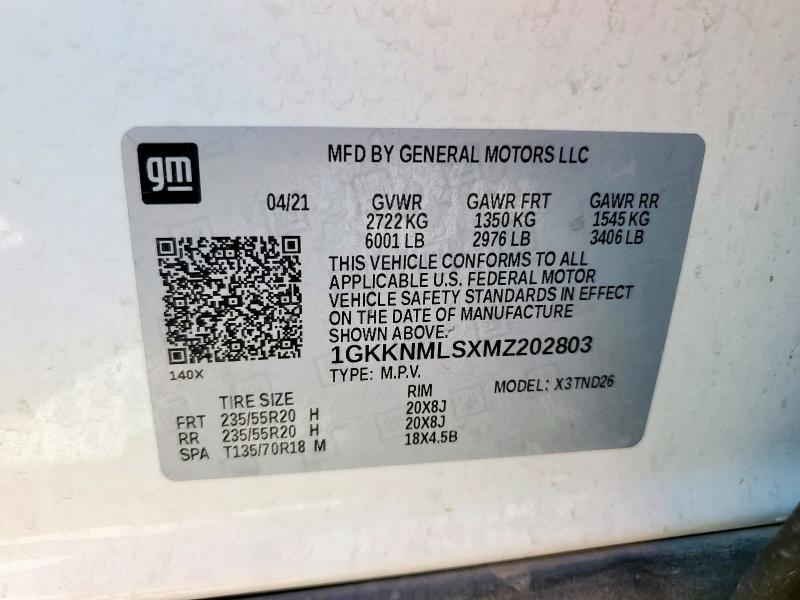 1GKKNMLSXMZ202803 - 2021 GMC ACADIA SLT Ağ foto 13