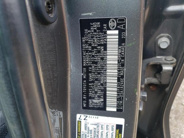 2T1KR32E16C609668 - 2006 TOYOTA COROLLA MA XR GRAY photo 12
