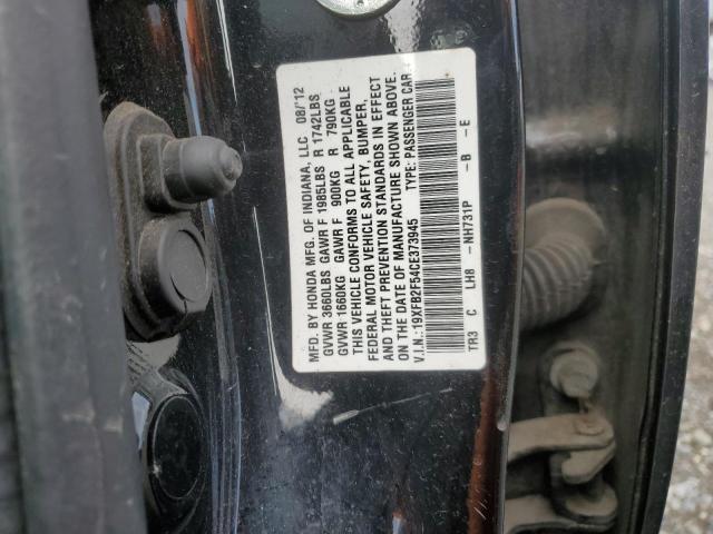 19XFB2F54CE373945 - 2012 HONDA CIVIC LX შავი ფოტო 12