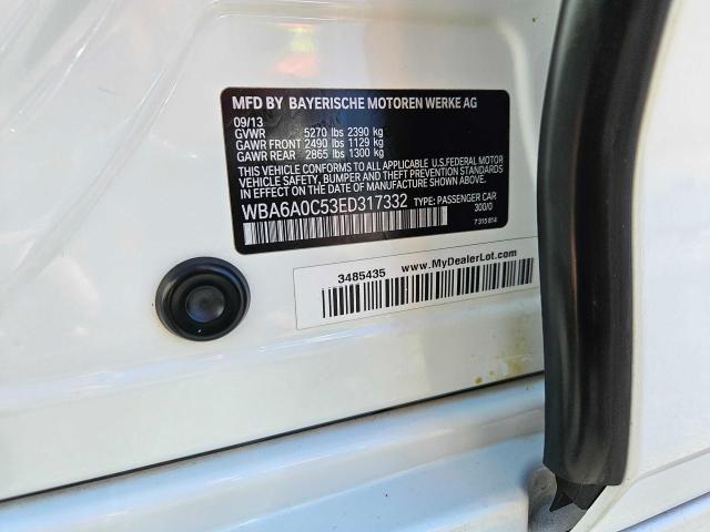 WBA6A0C53ED317332 - 2014 BMW 640 I GRAN COUPE WHITE photo 10