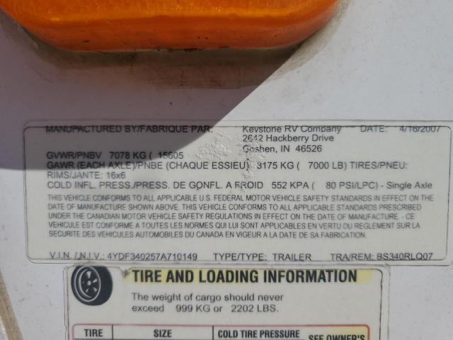 4YDF340257A710149 - 2007 KEYSTONE MONTANA 白色 照片 10