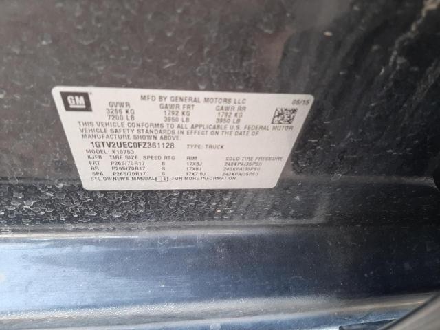 1GTV2UEC0FZ361128 - 2015 GMC SIERRA K1500 SLE CHARCOAL photo 12