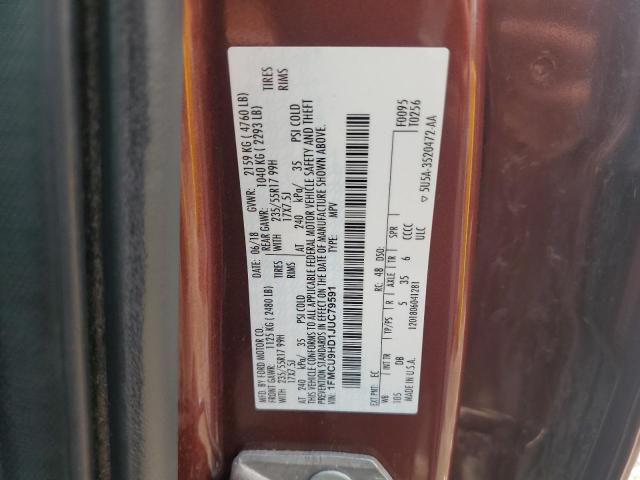 1FMCU9HD1JUC79591 - 2018 FORD ESCAPE SEL 红色 照片 13