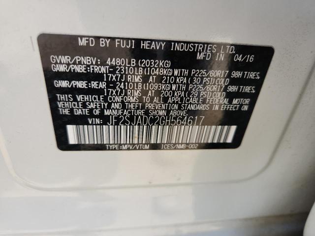 JF2SJADC2GH564617 - 2016 SUBARU FORESTER 2.5I PREMIUM WHITE photo 12