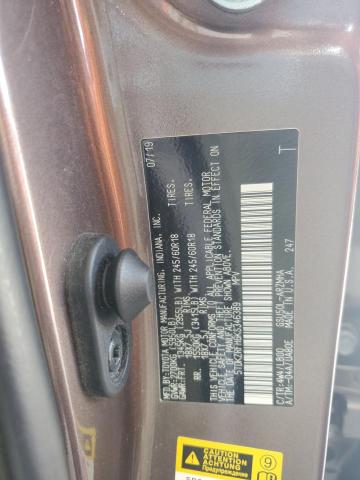 5TDKZRFH6KS346389 - 2019 TOYOTA HIGHLANDER SE BROWN photo 12