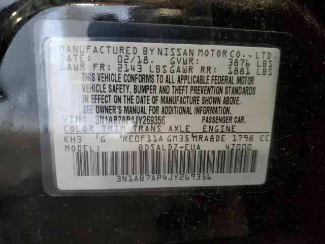 3N1AB7AP4JY269356 - 2018 NISSAN SENTRA S BLACK photo 12