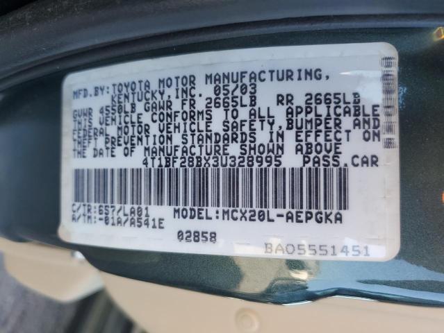 4T1BF28BX3U328995 - 2003 TOYOTA AVALON XL Yaşıl foto 12