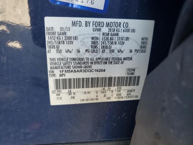 1FM5K8AR3DGC16204 - 2013 FORD EXPLORER POLICE INTERCEPTOR Көк фото 13