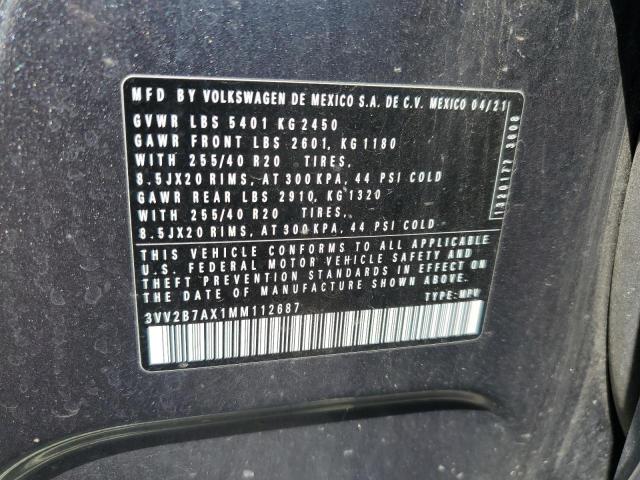 3VV2B7AX1MM112687 - 2021 VOLKSWAGEN TIGUAN SE Gris foto 13