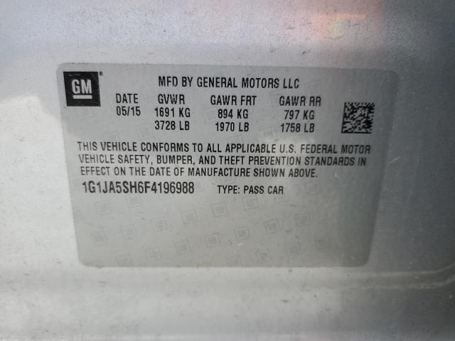 1G1JA5SH6F4196988 - 2015 CHEVROLET SONIC LS SILVER photo 12