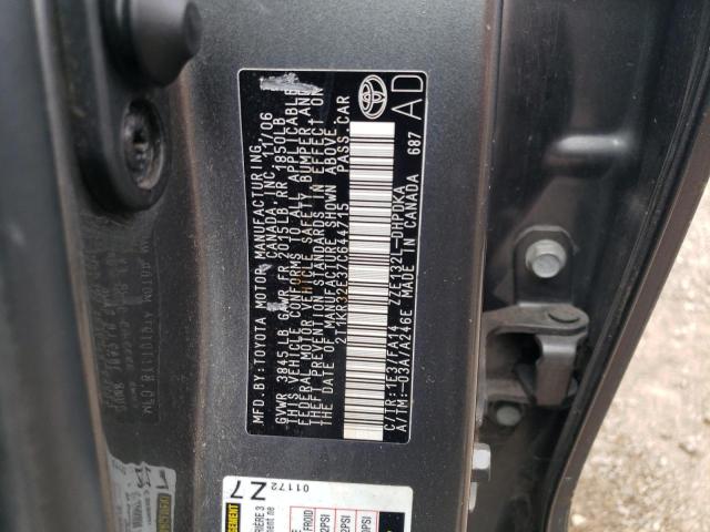 2T1KR32E37C644715 - 2007 TOYOTA COROLLA MA XR GRAY photo 12