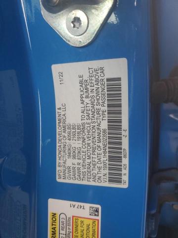 19XFL1H84NE023586 - 2022 HONDA CIVIC SPORT TOURING BLUE photo 12