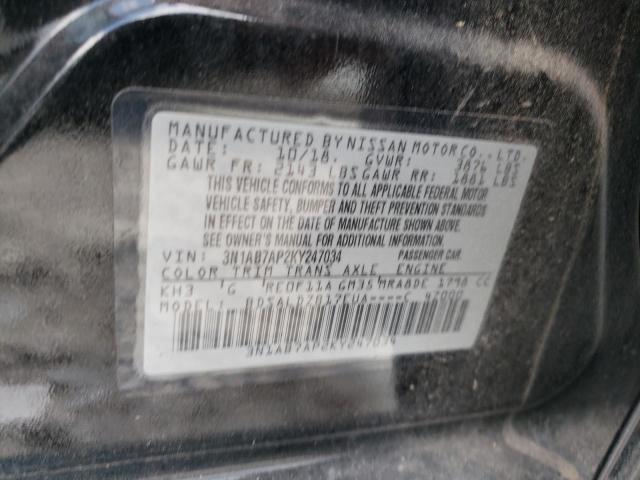 3N1AB7AP2KY247034 - 2019 NISSAN SENTRA S Қара фото 13